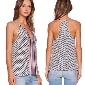 Joie Size XXS Striped Mahaut 100% Silk Tank Top V-Neck Sleeveless